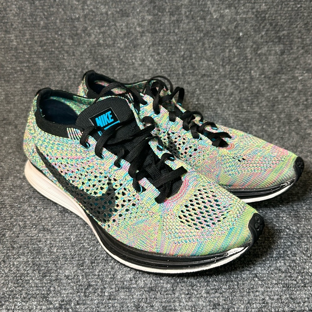 Nike Flyknit Racer Multicolor 526628-304 Rainbow Trainer Runner Men’s Size 6.5